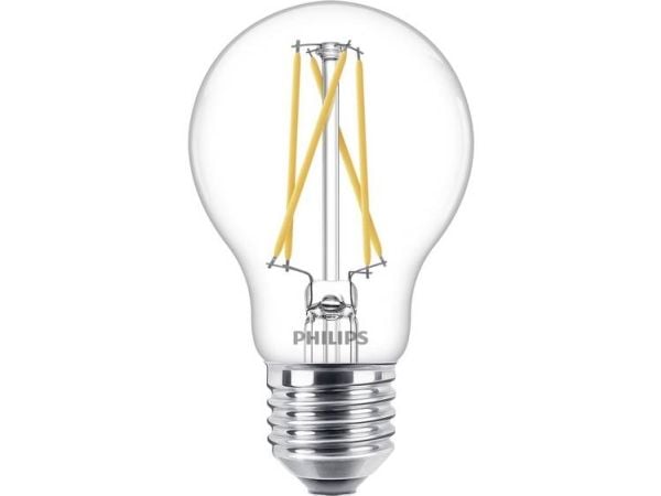 Philips - LED-glödlampa med filament - form: A60 - klar finish - E27 - 3.4 W (motsvarande 40 W) - klass D - varmt vitt ljus - 2700 K