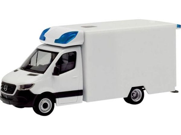 Herpa 013826 H0 utrykningskjøretøy modell Mercedes Benz MINIKIT Sprinter 18 Wintec RTW (ny oppbygging), hvit