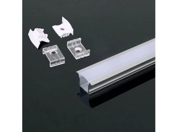 LED juostos profilis V-TAC, aliuminis, 2000x23x15,5mm, baltos spalvos.