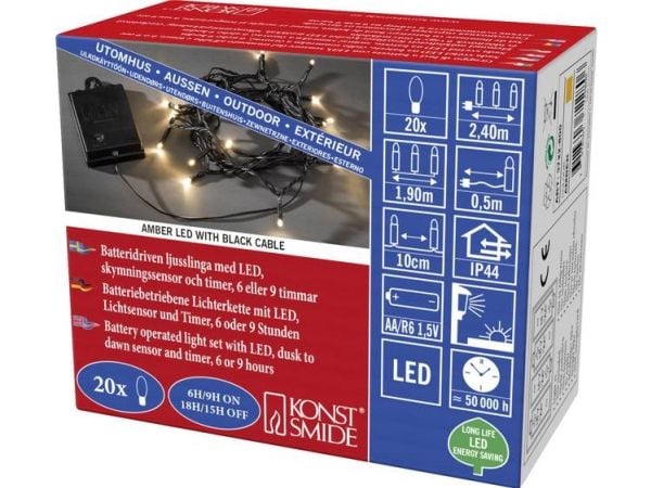 Konstsmide 3722-800, Girlang, Plast, Svart, 0,19 m