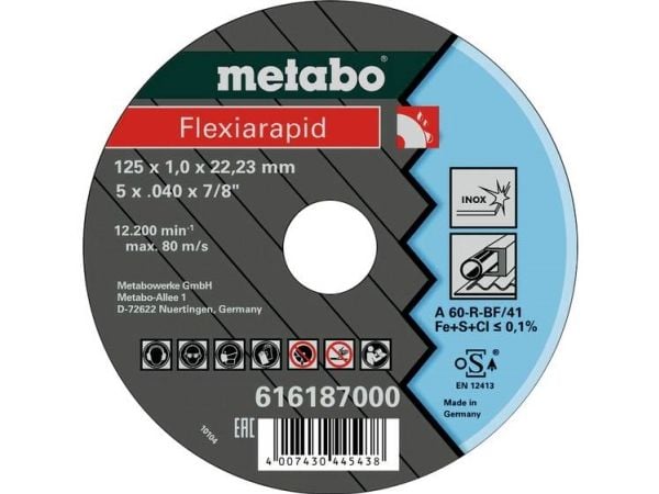 Metabo 616187000, levyleikkuri, Ruostumaton teräs, 12,5 cm, Metabo, Tasainen keskiosa, 2,22 cm