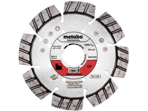 Metabo 628570000, Kutteskive, Betong, Metabo, 11,5 cm, 1,2 cm, 1 stykker