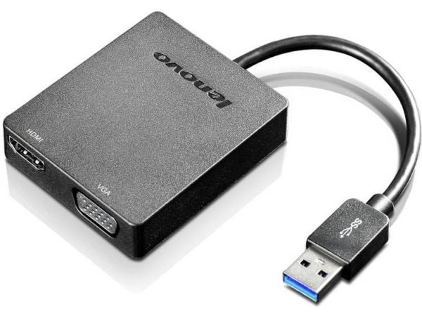 Lenovo Universal USB 3.0 to VGA/HDMI Adapter - Ekstern videoadapter - USB 3.0 - HDMI, VGA