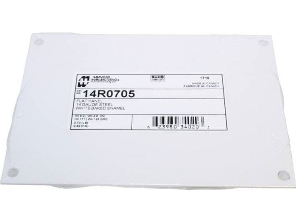 Hammond Electronics monteringsplate i stål hvit 171 x 124 x 1,8 mm