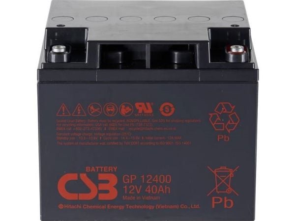 CSB Battery GP 12400 standby UPS blybatteri 12 V 40 Ah blyfleece 197 x 171 x 165 mm M5 skruetilkobling vedlikeholdsfri lav selvutlading