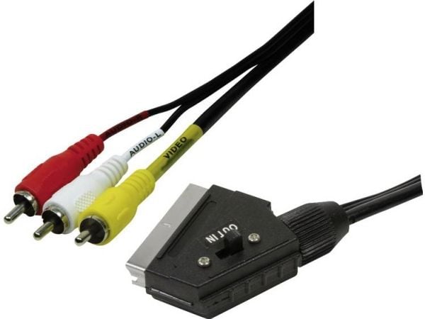 LogiLink Scart - RCA, 2m, 2 m, SCART (21-pin), 3 x RCA, Sort, Polyvinylklorid (PVC), Hankjønn/hankjønn