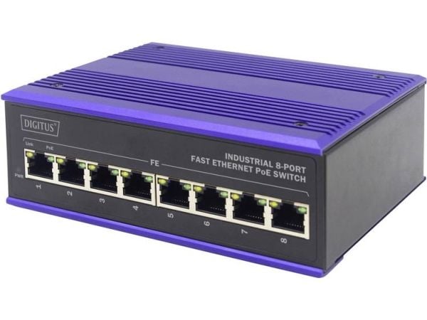 Digitus DN-650108, Hallitsematon, L2, Fast Ethernet (10/100), Täysin kaksipuolinen, Seinäkiinnitteinen