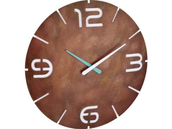TFA CONTOUR - Klokke - kvarts - veggmonterbar - 35 cm - hvit, rust look