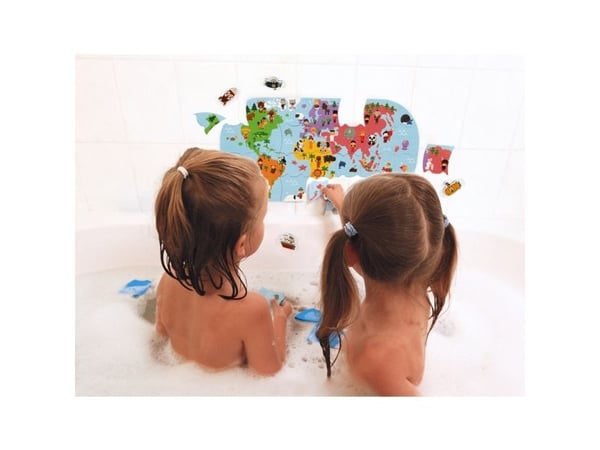 JANOD Bath Explorers Map, Badepuslespill, Gutt/Jente, 3 år, Polyetylen-vinylacetat (PEVA), Flerfarget