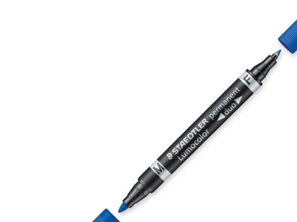 STAEDTLER Lumocolor duo - Dobbeltspids-markör - permanent - blå - 1,5 mm / 0,6 mm - medium / fin