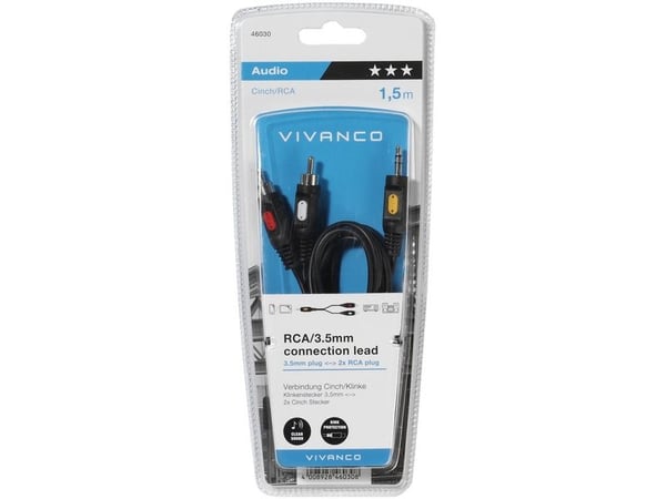 Vivanco 46030, 2 x RCA, Hankjønn, 3.5mm, Hankjønn, 1,5 m, Sort, Rød