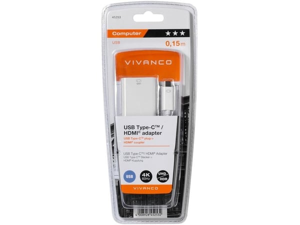 Vivanco CA UC HD 1, USB Type-C, HDMI-utgang, 4096 x 2160 piksler