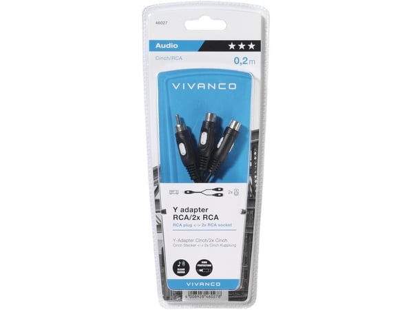 Vivanco 46027, Lajittelu, RCA, 2 x RCA, Hanstik, Hunstik, Blisteri