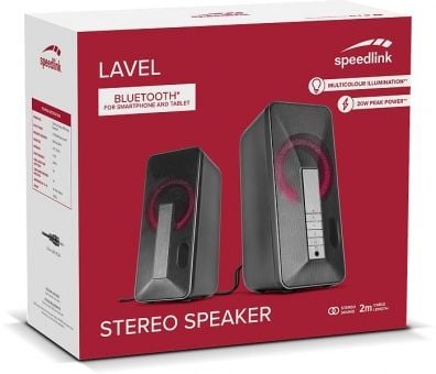 SPEEDLINK LAVEL - Høyttalere - for PC - trådløs - Bluetooth - 20 watt (Total) - svart