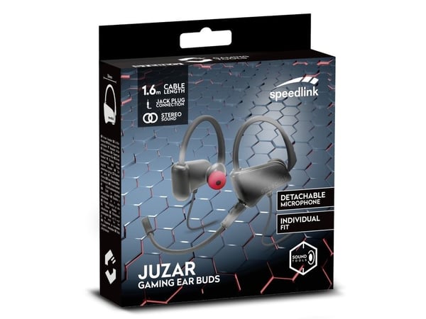 SPEEDLINK SL-860020-BKRD, Hodesett, Boom microphone, Ørekrok, In-ear, Spilling, Svart, Rød, Stereofonisk