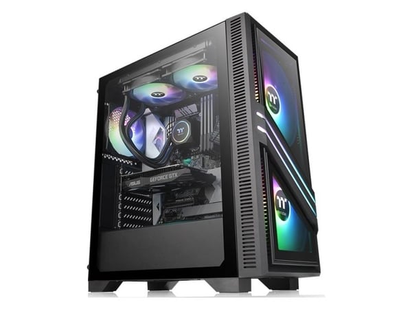 Thermaltake Versa T35 TG RGB - Mid tower - ATX - sidepanel med vindu (herdet glass) - ingen strømforsyning (PS/2) - svart - USB/lyd