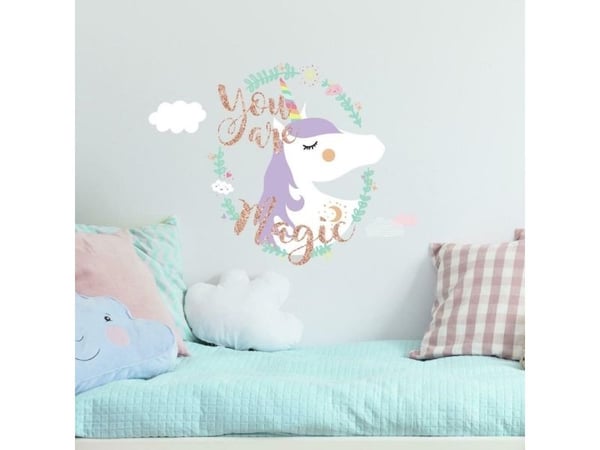 Enhjørning / Unicorn ''You are Magic'' Gigant Wallsticker med glitter