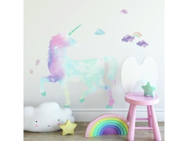 UNICORN GALAXY Giant Wallsticker med glitter