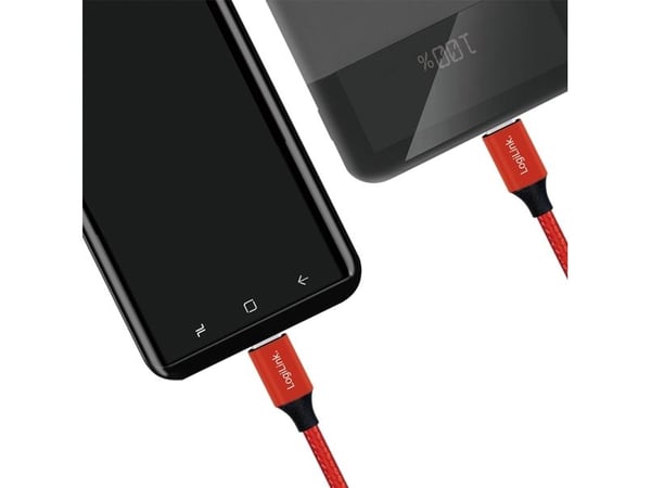 LogiLink CU0156, 1 m, USB C, USB C, USB 2.0, Punainen
