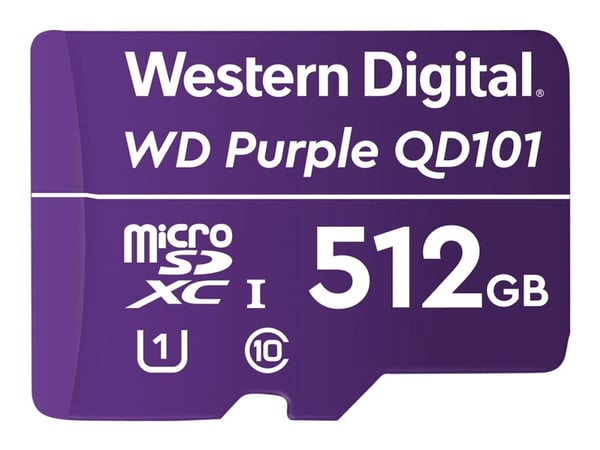 WD Purple SC QD101 WDD512G1P0C - Flash-minnekort - 512 GB - UHS-I U1 / Class10 - microSDXC UHS-I - lilla