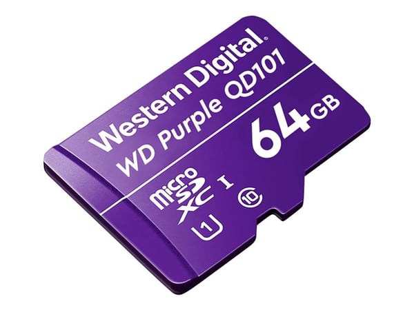 WD Purple SC QD101 WDD064G1P0C - Flash-minnekort - 64 GB - UHS-I U1 / Class10 - microSDXC UHS-I - lilla