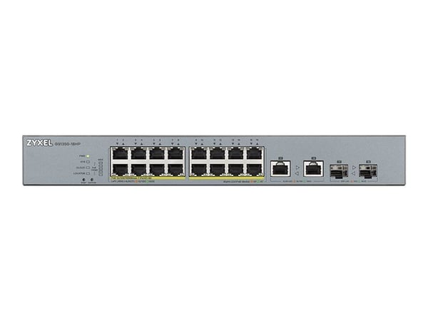 Zyxel GS1350-18HP - Switch - smart - 16 x 10/100/1000 (PoE+) + 2 x kombo for Gigabit Ethernet/Gigabit SFP - stasjonær - PoE+ (250 W)