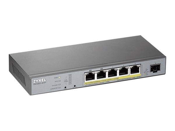 Zyxel GS1350-6HP - Switch - smart - 5 x 10/100/1000 (PoE+) + 1 x Gigabit SFP (opplink) - stasjonær - PoE+ (60 W)