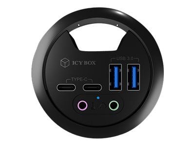 ICY BOX IB-HUB1403B - Keskitin - 2 x SuperSpeed USB 3.0 + 2 x USB-C - uppoasennettava - uppoasennettava
