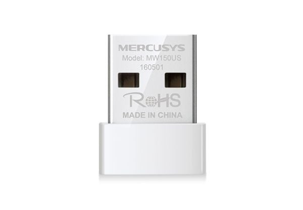 Mercusys MW150US, Trådløs, USB, USB, Wi-Fi 4 (802.11n), 150 Mbit/s, Hvit