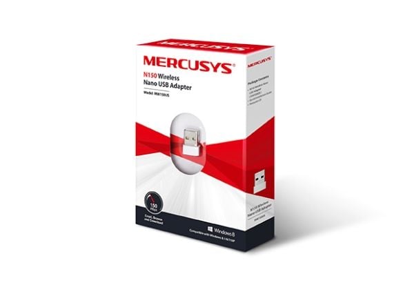 Mercusys MW150US, Trådløs, USB, USB, Wi-Fi 4 (802.11n), 150 Mbit/s, Hvit