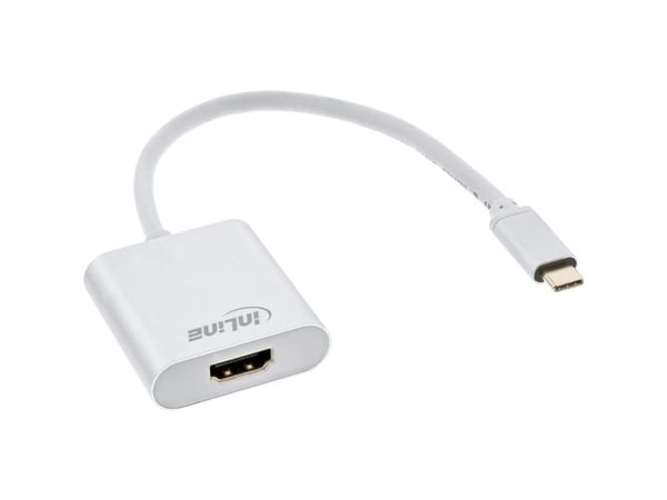 InLine 64103S, 0.2 m, USB Type-C, HDMI, urosliitin, naarasliitin, kultainen