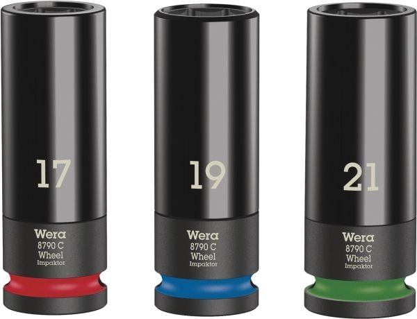 Wera 8790 C Wheel Impaktor - Iskuhylsysarja - 17, 19, 21 mm - 1/2"