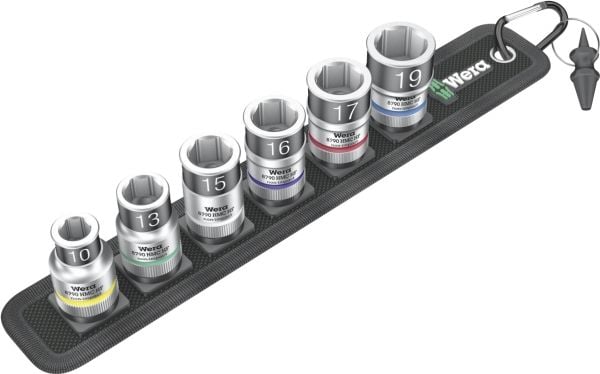 Wera 05003995001, Socket set, 1/2", Metrisk, 6 hoder, 10,13,15,16,17,19 mm