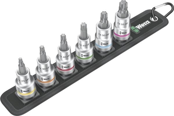 Wera Zyklop Belt C 3 TORX HF - Impact socket bit set - 6 deler - 1/2" - torx - TX25, TX30, TX40, TX45, TX50, TX55 - lengde: 60 mm