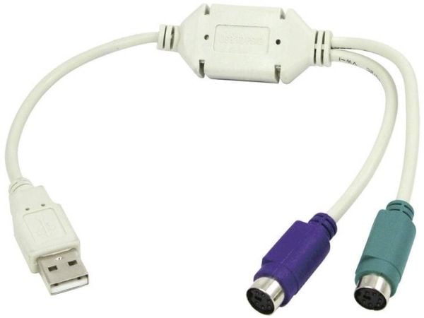 LogiLink Adapter USB to PS/2 - Tastatur- / musadapter - USB (hann) til PS/2 (hunn) - 20 cm
