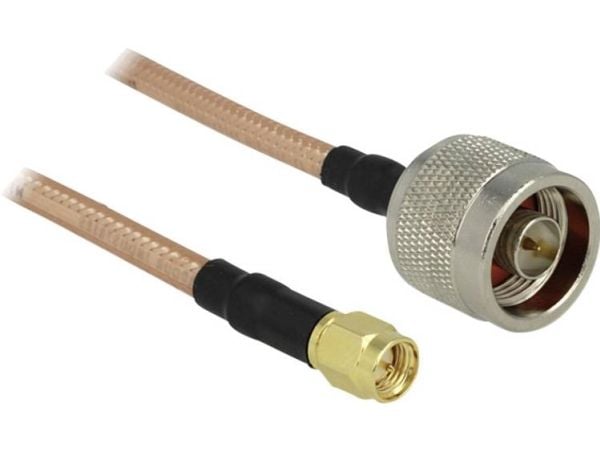 DeLOCK - Antennikaapeli - N-liitin (P) - SMA (P) - 1 m - RG-142 - läpinäkyvä