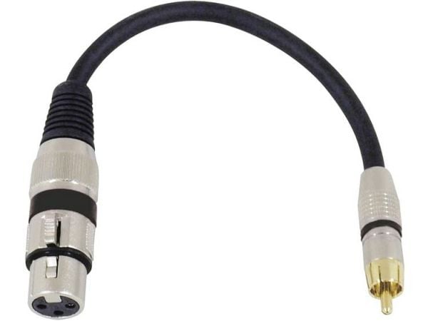 Omnitronic 3022075J, XLR (3-pin), Hunkjønn, RCA, Hankjønn, 0,15 m, Svart