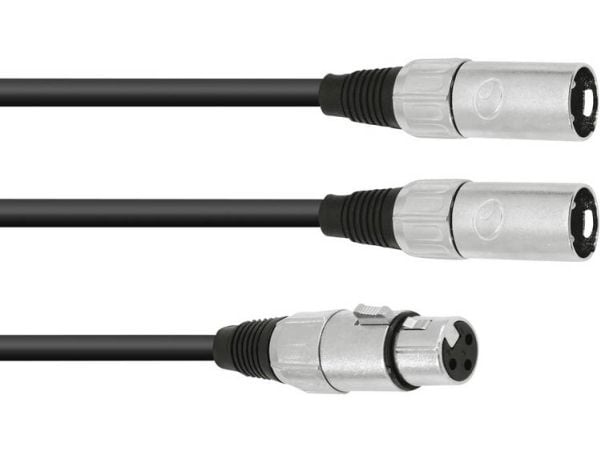 Omnitronic 30225204, XLR (3-pin), Hunkjønn, 2 x XLR (3-pin), Hankjønn, 1 m, Svart