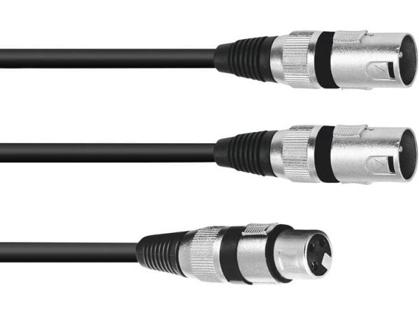 Omnitronic 30225205, XLR (3-pin), Hankjønn, 2 x XLR (3-pin), Hankjønn, 1,5 m, Svart