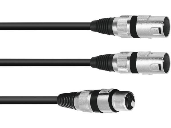 Omnitronic 30225206, XLR (3-pin), Hunkjønn, 2 x XLR (3-pin), Hankjønn, 3 m, Svart