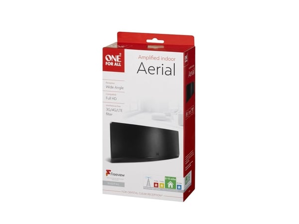 One For All HD Line innendørs TV-antenne Full HD, Innendørs, Sort, 1,5 m, DVB-T, DVB-T2, Hankjønn, 5,88 kg