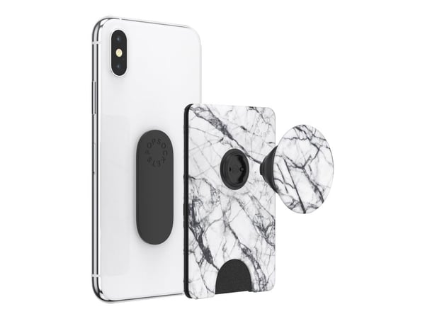 PopSockets PopWallet+ - Lomme for mobiltelefon / kredittkort - Dove White Marble