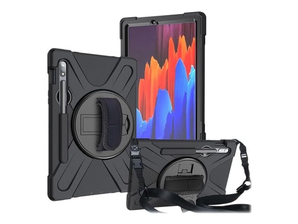 eSTUFF Defender Case - Baksidedeksel for nettbrett - silikon, polykarbonat - svart - 11" - for Samsung Galaxy Tab S7