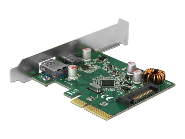 DeLock - USB-adapter - PCIe 3.0 x4 lavprofil - USB-C 3.1 Gen 2 x 1 + USB 3.1 Gen 2 x 1