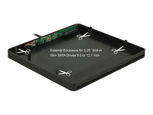 Delock 5.25" External Enclosure Slot-in Slim SATA > USB 3.0 - Drevkabinett - SATA - USB 3.0 - svart