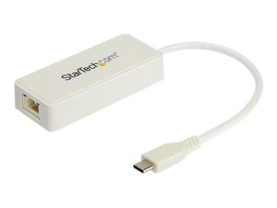 StarTech.com USB C Gigabit Ethernet -sovitin USB A -portilla, valkoinen 1Gbps NIC USB 3.0/USB 3.1 Type C -verkkosovitin, 1GbE USB-C RJ45/LAN TB3 Yh...