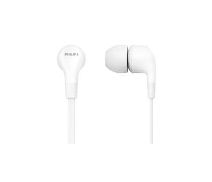 Philips TAE1105WT - Ørepropper med mikrofon - i øret - kablet - 3,5 mm jakk - hvit