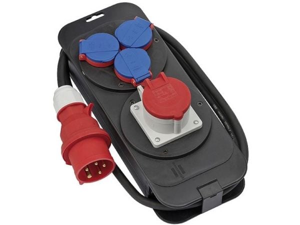 Brennenstuhl 1151600010, Grunnleggende, Plastikk, Svart, Blå, Rød, 4 AC-utganger, 2 m, 400 V