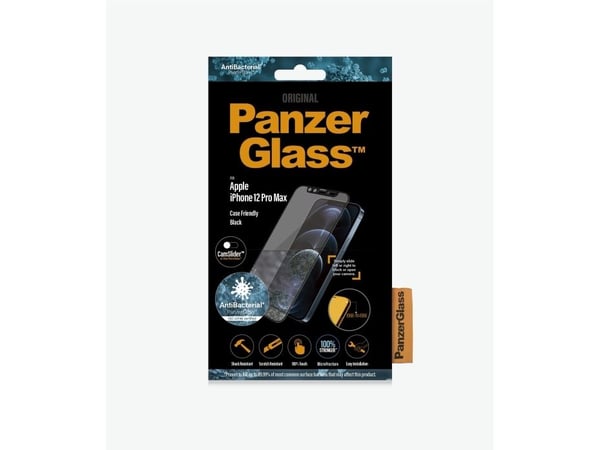 PanzerGlass CamSlider - Skjermbeskyttelse for mobiltelefon - glass - 6.7" - rammefarge svart - for Apple iPhone 12 Pro Max