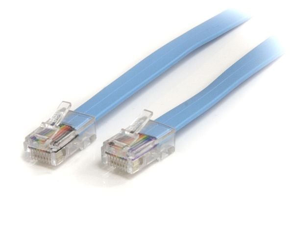 Startech Cisco Console Rollover Cable - RJ45 Ethernet - Network cable - RJ-45 (M) to RJ-45 (M) - 6 ft - molded, flat - blue - ROLLOVERMM6 - Nettver...